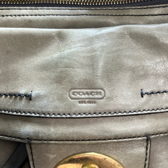 Vintage Y2K Coach Gray Leather Hampton Hobo/Satchel Bag Gold Hardware Turn lock - Picture 5 of 12